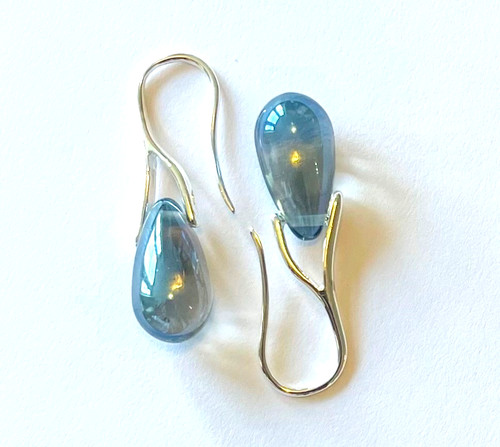 Silver hook blue teardrop - silver,