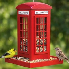 Red Telephone Box Bird Feeder