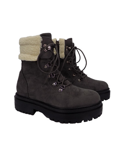 Combat boots grey faux suede - grey,