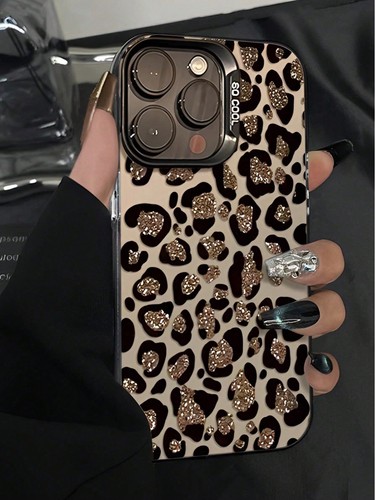Glitter leopard print phone - glitter,
