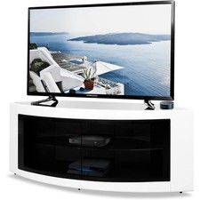 Centurion Supports PANGEA White Black Beam-Thru Tru-Corner 32"-50" TV Cabinet