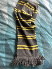 Vintage Unicol School Scarf. Harry Potter Style. Grey & Yellow 100% Acrylic