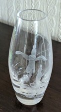 Small Etched Glass Bud Vase