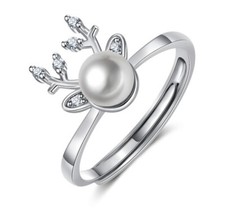 Pearl Elk Adjustable Ring 925