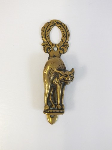 Vintage brass cat - door, knocker