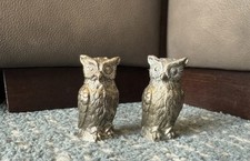 Vintage Pewter Owl Salt and Pepper Shaker Made In England