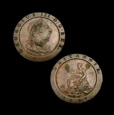 X257: 1797 George III Huge Cartwheel TWOPENCE in much better grade.  Spink 3776