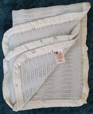 Mothercare Pram Blanket Cellular Blue Cotton Dinosaur Print Trim 70x90cm