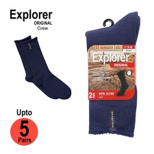 Explorer Original Mens Crew Above Ankle Thick Work Winter Wool Socks Bulk Navy