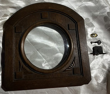 Vintage Grandmother Clock Door With Glass & Lock In Oak 200mm Dial