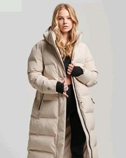 SuperdryHooded Longline Puffer Jacket Chateau Grey Size UK 10