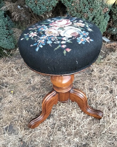 Antique walnut piano stool