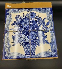 Set Of 4 Vintage Azulejo Blue