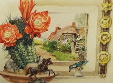 Original Watercolour 'Still Life with Horse Brasses ', Mid 20th Century