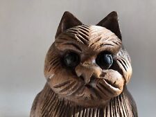 Chunky Carved Wood Wooden Cat Doorstop Door Stop Ornament