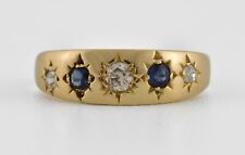 Antique Late Victorian/Early Edwardian 18ct Gold Sapphire Diamond Gypsy Ring