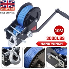 Hand Winch Heavy Duty Hand Crank 3000 lbs 33ft Polyester Strap for Boat Trailer