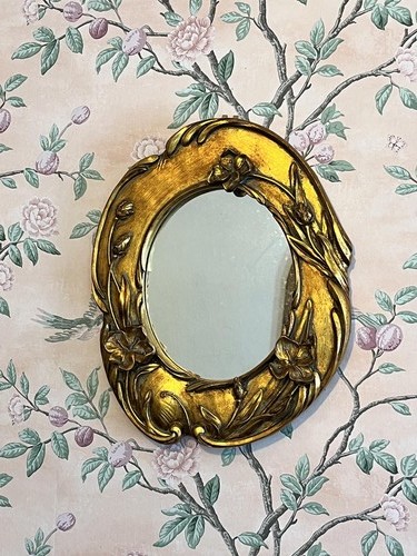 Vintage gold oval mirror - vintage,