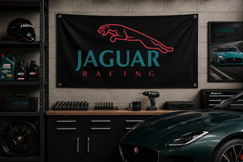 Jaguar racing wall flag - jaguar,