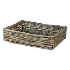 Wicker Hamper Tray Empty Grey Brown Storage Basket Shallow Woven Gift Handmade