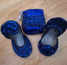 Aldo Blue sequinned foldable ballet pumps shoes with bag 37.5 UK (4.5)