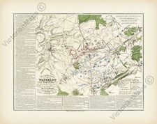 Antique map WATERLOO BATTLE