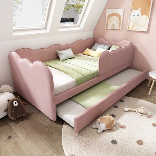 Upholstered bed with - pull, out