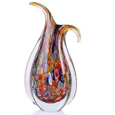 Hand Blown Glass Vase – Oval Decorative Art Glass for Centerpieces, Murano In...