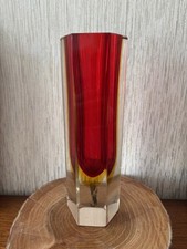 Large Vintage Mandruzzato Murano glass vase Sommerso red vase, Circa 1960’s