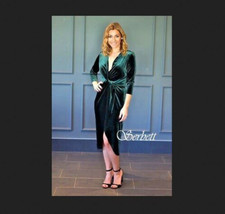 ZARA Green Velvet Low V Neck