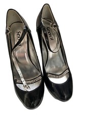Sexyca s.5 clear plastic 6" stiletto heel, 2" platform sole slip on pole shoes.