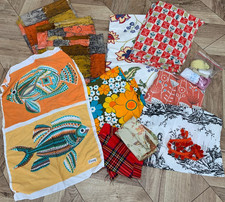 LARGE LOT MID CENTURY VINTAGE COTTON FABRIC MATERIAL INTERIORS CRAFTS PATCHWORK