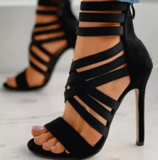 Womens Ladies Block High Heels Ankle Strap Sexy Open Toe Sandals Shoes Size UK@@