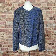Country Casuals Jacket Blazer Womens 14 Blue Black Boiled Wool Biker