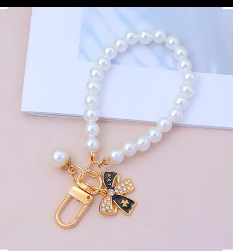 Pearl chain bag charm - pearl,