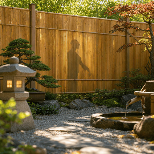Natural rolled bamboo fence - rolled,