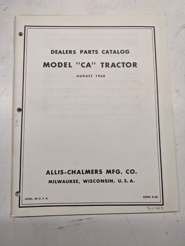 Allis chalmers parts list - allis, book