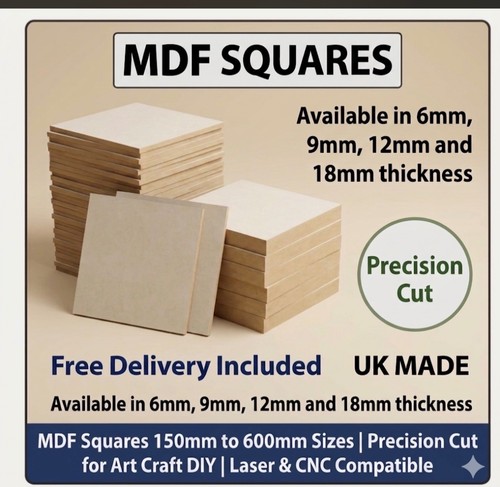 Mdf squares 6mm 9mm 12mm - squares,