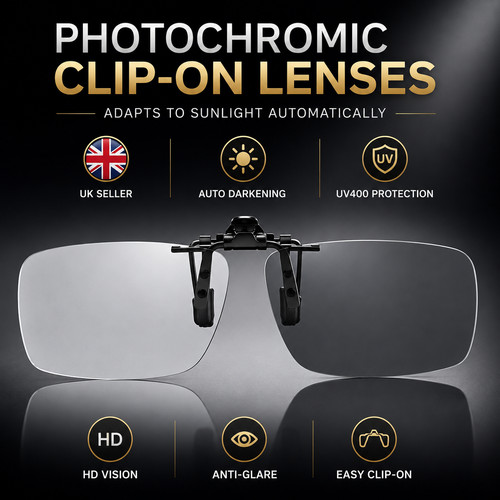 Photochromic polarised clip - clip, on