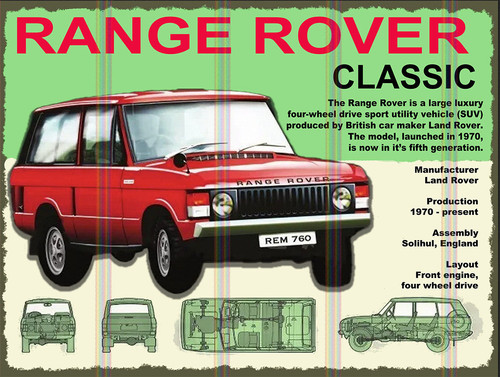 Range rover classic retro tin - rover,