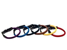 Rolled Genuine Leather Dog Collar, Sizes from Puppies to Adult Dogs, Waterproof