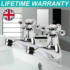 2X Twin Taps Set Hot and Cold Pair Tap Traditional Bath Bathroom Basin Sink