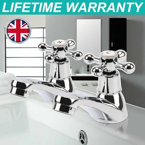 Twin taps set hot and - and, cold