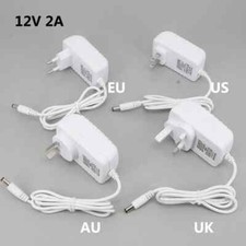 White AC to DC 12V 2A EU UK Power Supply wall Adapter Transformer For LED Strip
