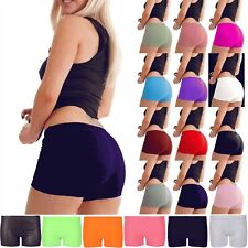 Women's Girls Plain Stretch Hot Pants Dance Gym Club Party Shorts