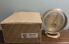 Vintage Seiko Watch Moon Phase Quartz Table Clock Rare Working Gold QQZ162G