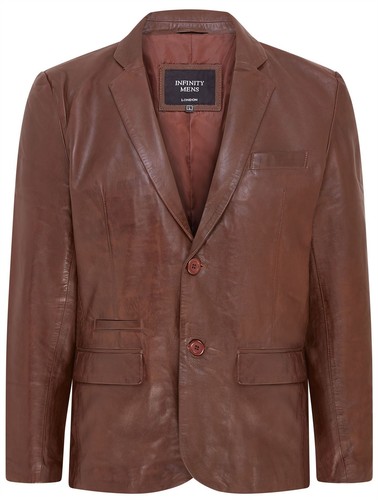 Mens brown leather blazer - mens,