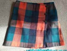Sainsbury's Tu Womans Multi-colour Check Knee/Mini Skirt Button Detail Size 14