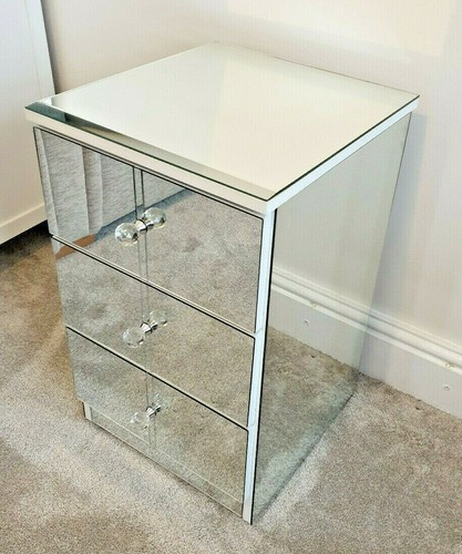 Mirrored glass bedside - glass,