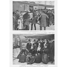 DENMARK The Royal Family Meet William Gladstone at Copenhagen - Old Print 1895